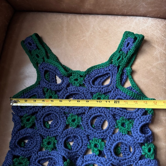Handmade Blue & Green Crochet knit crop top floral - Picture 5 of 5